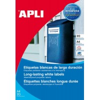 Apli Pack de 960 Etiquetas Blancas Resistentes Intemperie - Tamaño 45.7x21.2mm - 20 Hojas x 48 Etiquetas