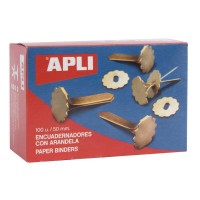 Apli Encuadernadores Metalicos con Arandela - 50mm - Incluyen Arandela para Embellecer y Evitar Rozaduras - Caja de 100 Unidades