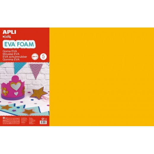 Apli Goma Eva Naranja 600x400 - 5 Hojas de Tamaño Grande y Flexible - Ideal para Manualidades y Decoracion