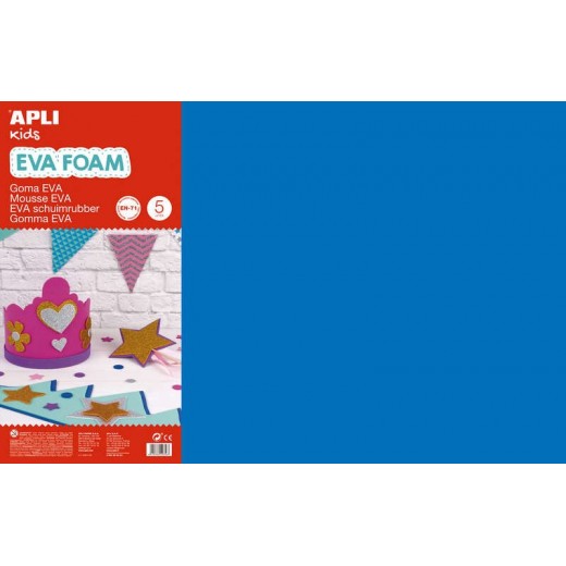 Apli Goma Eva Azul 600x400 - 5 Hojas de Espuma Suave y Flexible para Manualidades y Decoracion