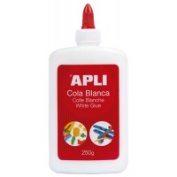 Apli Bote de Cola Blanca 250g - Secado Rapido - Resistente al Agua - Ideal para Manualidades y Trabajos Escolares