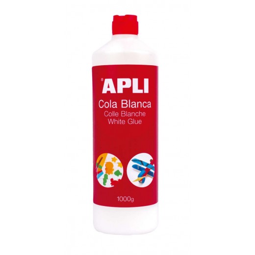 Apli Bote de Cola Blanca con Aplicador 1kg - Secado Rapido - Resistente al Agua - Libre de Solventes - No Toxica