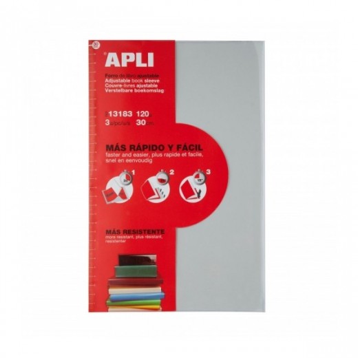 Apli Pack de 3 Fundas Transparentes de PVC - Solapa Autoajustable - Eco-Friendly