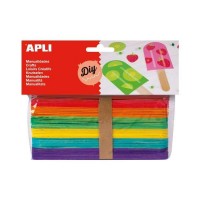 Apli Pack de 40 Palos Polo Jumbo de Madera Natural 150 x 18 mm - Colores Surtidos