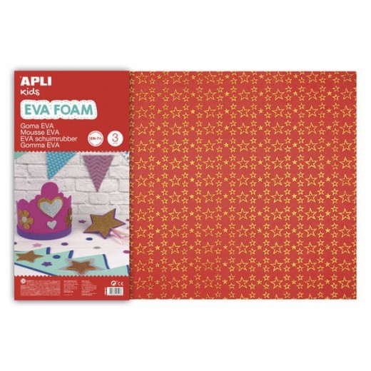 Apli Goma Eva Impresa Purpurina Estrellas 600x400 - 3 Hojas Brillantes y Resistentes