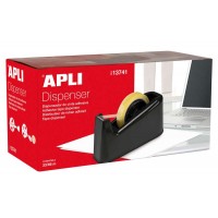 Apli Trade Portarrollos para Cinta Adhesiva de 33 y 66 Metros - Cuchilla Dentada - Base de Goma Antideslizante - Color Negro