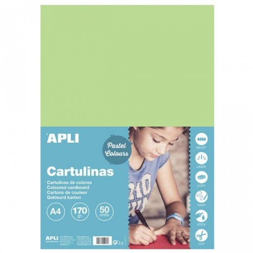 Apli Cartulina Verde Claro A4 170g 50 Hojas