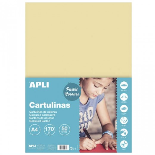 Apli Cartulina Crema A4 170g 50 Hojas