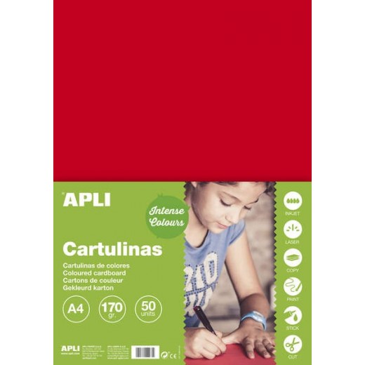 Apli Cartulina Roja A4 170g 50 Hojas