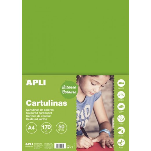 Apli Cartulina Verde Hierba A4 170g 50 Hojas