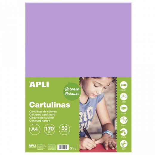 Apli Cartulina Violeta A4 170g 50 Hojas