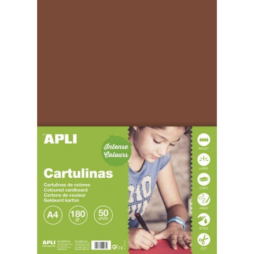 Apli Cartulina Marron A4 170g 50 Hojas