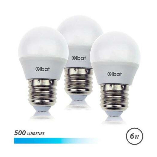 Elbat Pack de 3 Bombillas LED G45 de 6W - 500LM - Base E27 - Luz Fria