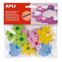 Apli Formas Goma Eva Adhesivas Flores Estampadas 40 U - Faciles de Pegar - Diseños Variados - Ideal para Manualidades