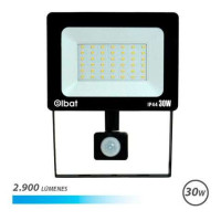 Elbat Foco LED con Sensor de Movimiento - Potencia: 30W - Lumenes: 2900 - Luz Fria 6.500K - Vida Util: 30.000 - 50.000 Horas - Angulo 120º - Proteccion IP44 - Distancia de Deteccion: 5 a 12 Metros