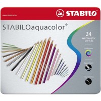 Stabilo Aquacolor Pack de 24 Lapices de Colores - Mina de 2.8mm - Acuarelable - Colores Surtidos