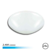 Elbat Lampara LED de Techo - Potencia: 24W - Lumenes: 2400 - Luz Fria: 6500K - Ac 175-265V - Diametro: 35cm - Angulo: 180º - 30.000 Horas - Color Blanco
