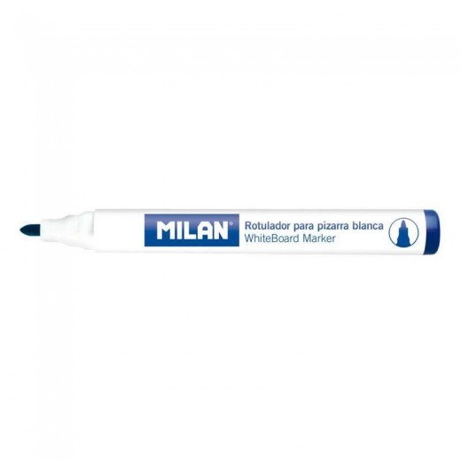 Milan Rotuladores para Pizarra Blanca con Punta Redonda - Punta 4.7 mm - Tinta a Base de Alcohol - Borrable en Seco - Color Azul