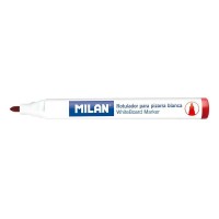 Milan Rotuladores para Pizarra Blanca con Punta Redonda - Punta 4.7 mm - Tinta a Base de Alcohol - Borrable en Seco - Color Rojo