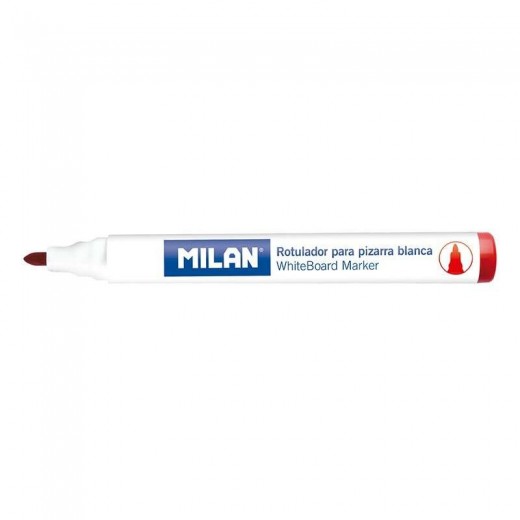 Milan Rotuladores para Pizarra Blanca con Punta Redonda - Punta 4.7 mm - Tinta a Base de Alcohol - Borrable en Seco - Color Rojo