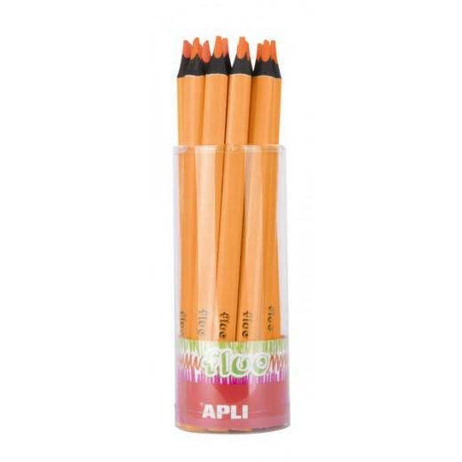 Apli Jumbo Fluor Lapiz Triangulares 5mm de Grosor - Mejor Sujecion y Mayor Cobertura - Color Naranja Fluor