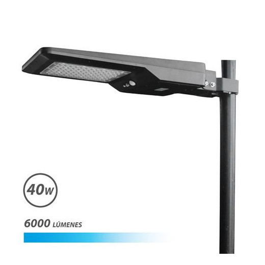 Elbat Farola LED Solar 40W Pro 6000Lm 6000K - Color Negro