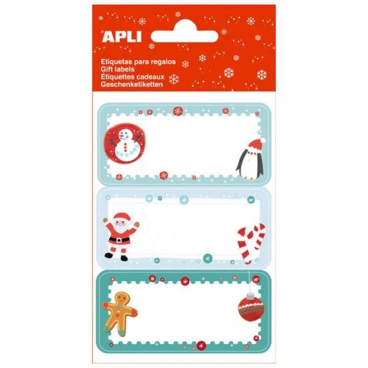 Apli Pack de 27 Etiquetas Adhesivas Navideñas para Regalos - Diseños Surtidos - Espacio para Escribir