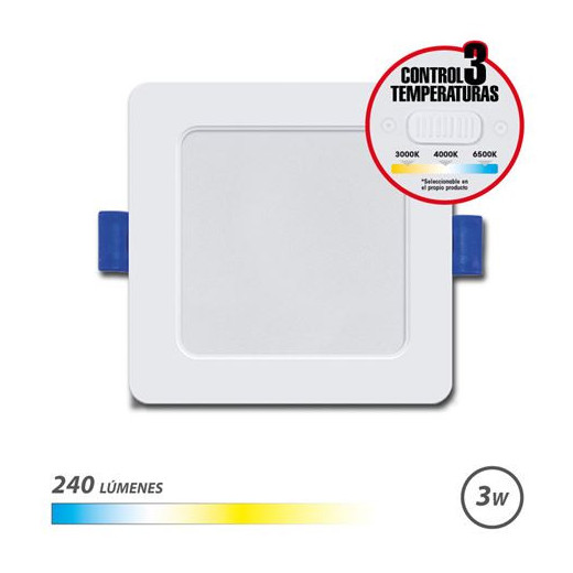 Elbat Downlight Cuadrado 3W - 240Lm - Selector 3 Temperaturas - Color Blanco