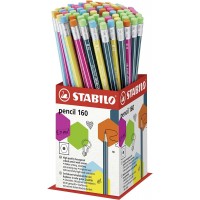 Stabilo Pencil 2160 Expositor de 72 Lapices con Goma - Mina HB de 2.2mm - Forma Hexagonal - Colores Surtidos