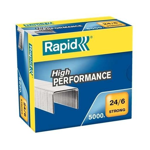 Rapid Strong Caja de 5000 Grapas 24/6 - Hasta 30 Hojas - Alambre Reforzado Galvanizado - Patilla de 6mm