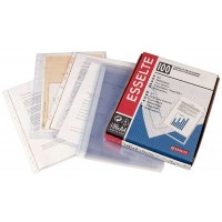 Esselte Pack de 100 Fundas Porta Documentos Multitaladro PVC - Tamaño Folio - Liso Calidad Estandar - Transparente