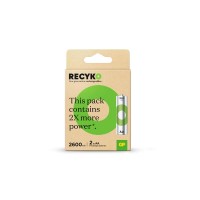 GP ReCyko Pack de 2 Pilas Recargables 2600mAh AA 1.2V - Precargadas - Ciclo de Vida: Hasta 1.000 Veces