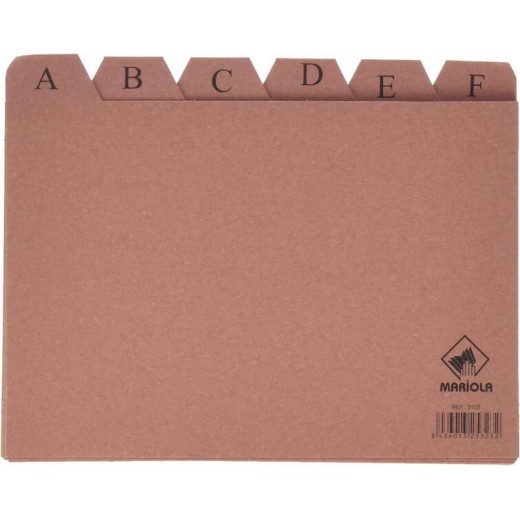 Mariola Indice A-Z Nº5 para Fichero - Medidas 215x160mm - Color Marron