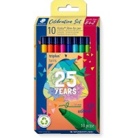 Staedtler Triplus Color 323 Pack de 10 Rotuladores - Trazo 1mm Aprox - Tinta Antisecado - Capuchon Ventilado - Colores Surtidos