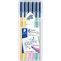 Staedtler Triplus Color 323 Pack de 6 Rotuladores de Punta Fina - Trazo 1mm Aprox - Tinta Base de Agua - Colores Surtidos