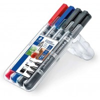 Staedtler Lumocolor 348 Pack de 4 Rotuladores Permanentes de Doble Punta - Secado Rapido - Colores Surtidos