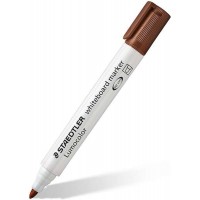 Staedtler Lumocolor 351 Rotulador para Pizarra Blanca - Punta Redonda - Trazo 2mm - Capuchon con Clip - Color Marron