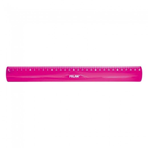 Milan Regla Flexible y Resistente - Longitud 30cm - Color Rosa Translucido