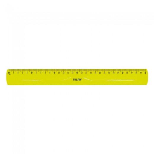 Milan Regla Flexible y Resistente - Longitud 30cm - Color Amarillo Translucido