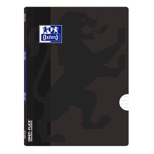 Oxford School Openflex A5 Libreta Grapada - Tapa de Plastico Resistente - 1 Linea con 2 Margenes - 48 Hojas de Papel de Alta Calidad - Color Negro