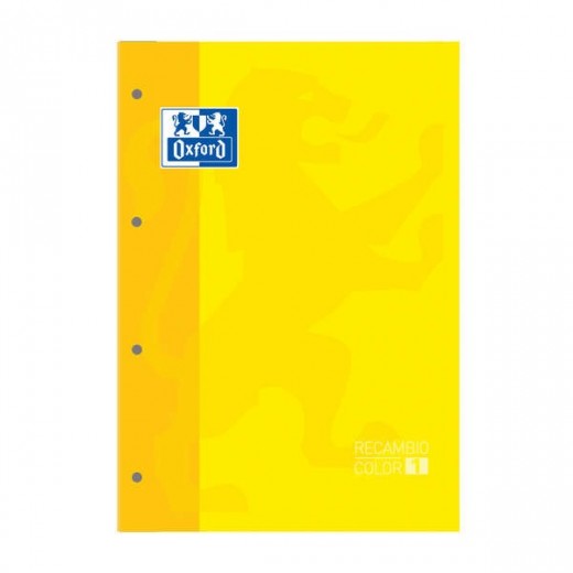 Oxford School Classic Cuaderno de Recambio A4 - Tapa Blanda - Encolado - 80 Hojas - Cuadricula 5x5 - Color Amarillo