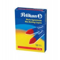 Pelikan Pack de 12 Ceras para Marcar - Punta Resistente - Ideal para Resaltar Textos - Color Rojo