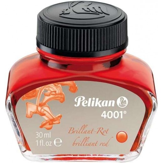 Pelikan Tinta 4001 No.78 - Frasco 30ml - Frasco de 30ml - Asegura el Perfecto Funcionamiento de la Estilografica - Color Rojo