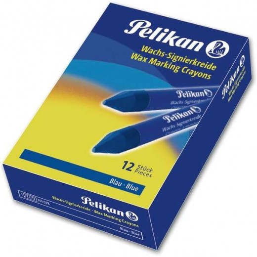 Pelikan Pack de 12 Ceras para Marcar - Punta Resistente - Ideal para Resaltar Textos - Color Azul