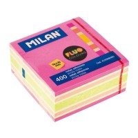 Milan Bloc de 400 Notas Adhesivas Fluo - Removibles - 76mm x 76mm - Colores Surtidos