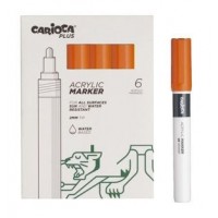 Carioca Plus Pack de 6 Marcadores Acrilicos - Punta 2mm - Color Naranja