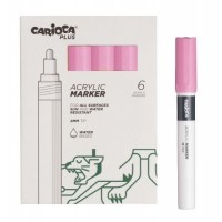 Carioca Plus Pack de 6 Marcadores Acrilicos - Punta 2mm - Color Rosado