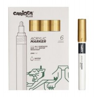 Carioca Plus Pack de 6 Marcadores Acrilicos - Punta 2mm - Color Oro