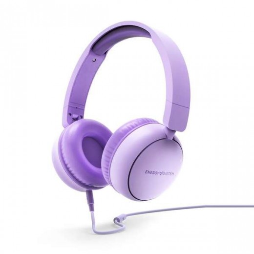 Energy Sistem Auriculares con Cable - Plastico 100% Reciclado - Cable Extraible - Microfono - Asistente de Voz - Color Violeta