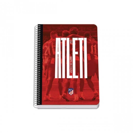 Dohe Atletico de Madrid Atleti Cuaderno Espiral Tapa Rigida - Tamaño A5 de 80 Hojas 90gr - Hojas con Cuadricula 4mm